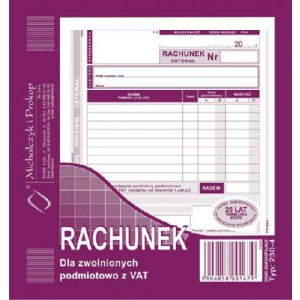 Druk MiP Rachunek dla Zwolnionych z VAT 2/3 A5/80
